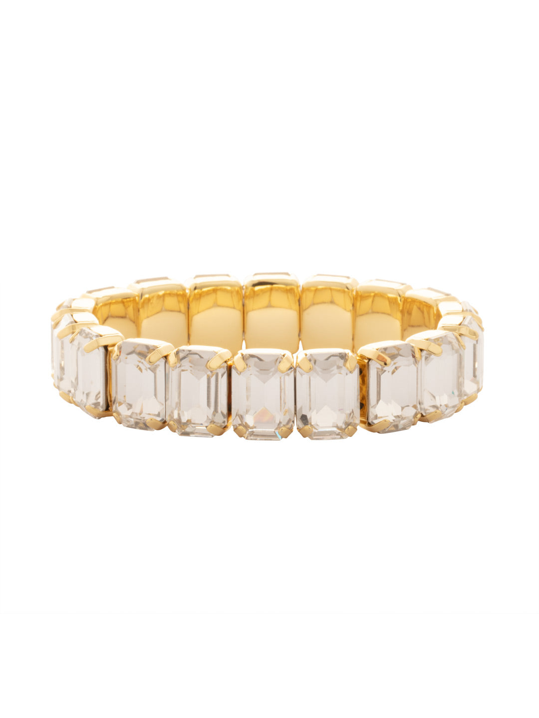 Everyday Emerald Stretch Bracelet - BFY3BGCRY - <p>The Everyday Emerald Stretch Bracelet features a line of emerald-cut crystals on a sturdy jewelers' filament, stretching to fit most wrists comfortably, without the hassle of a clasp! (7 inches in diameter, fits average wrist sizes) From Sorrelli's Crystal collection in our Bright Gold-tone finish.</p>