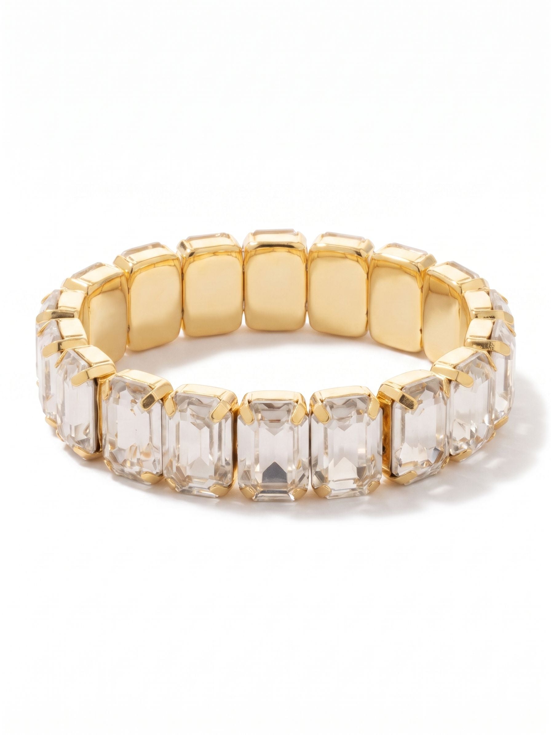 Everyday Emerald Stretch Bracelet - BFY3BGCRY - <p>The Everyday Emerald Stretch Bracelet features a line of emerald-cut crystals on a sturdy jewelers' filament, stretching to fit most wrists comfortably, without the hassle of a clasp! (7 inches in diameter, fits average wrist sizes)</p>