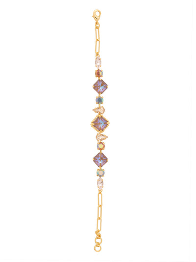 Izzy Tennis Bracelet - BFY40BGCHA - <p>The Izzy Tennis Bracelet features imperial fancy square, round, and pear cut crystals on an adjustable paperclip chain, secured with a lobster claw clasp. From Sorrelli's Chai Latte collection in our Bright Gold-tone finish.</p>