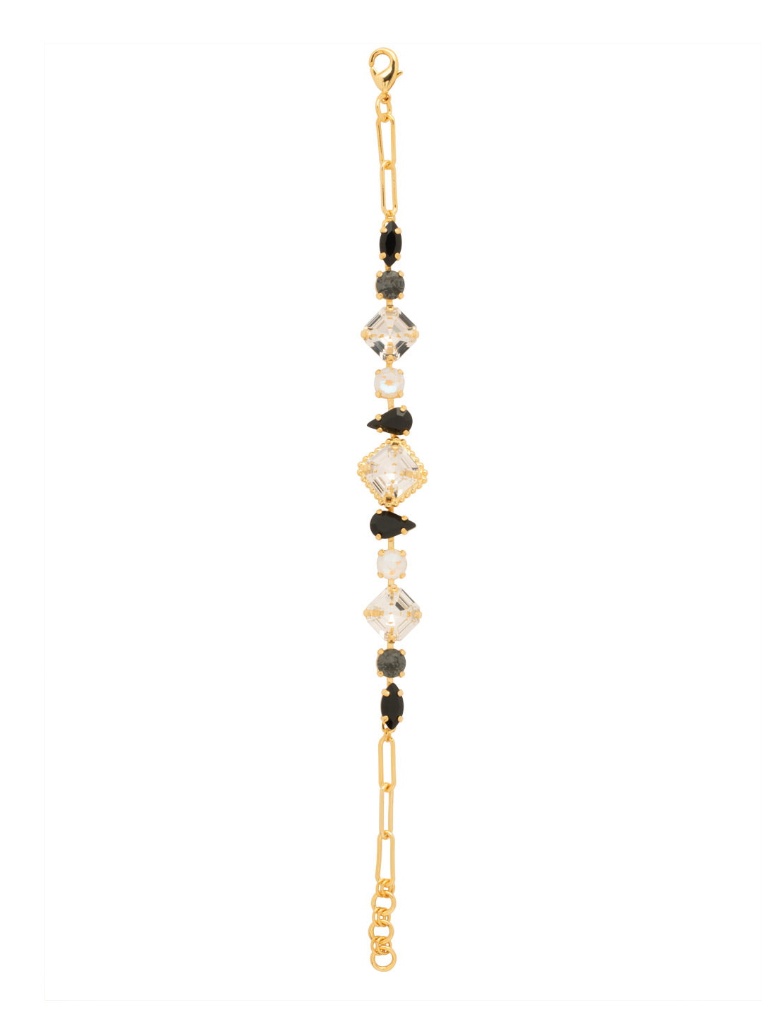 Izzy Tennis Bracelet - BFY40BGSNI - <p>The Izzy Tennis Bracelet features imperial fancy square, round, and pear cut crystals on an adjustable paperclip chain, secured with a lobster claw clasp. From Sorrelli's Starry Night collection in our Bright Gold-tone finish.</p>