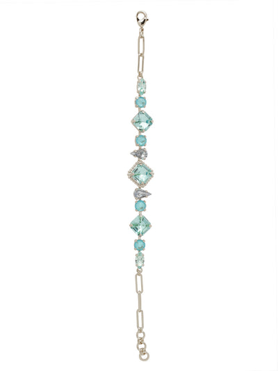 Izzy Tennis Bracelet - BFY40PDOC - <p>The Izzy Tennis Bracelet features imperial fancy square, round, and pear cut crystals on an adjustable paperclip chain, secured with a lobster claw clasp. From Sorrelli's Ocean collection in our Palladium finish.</p>