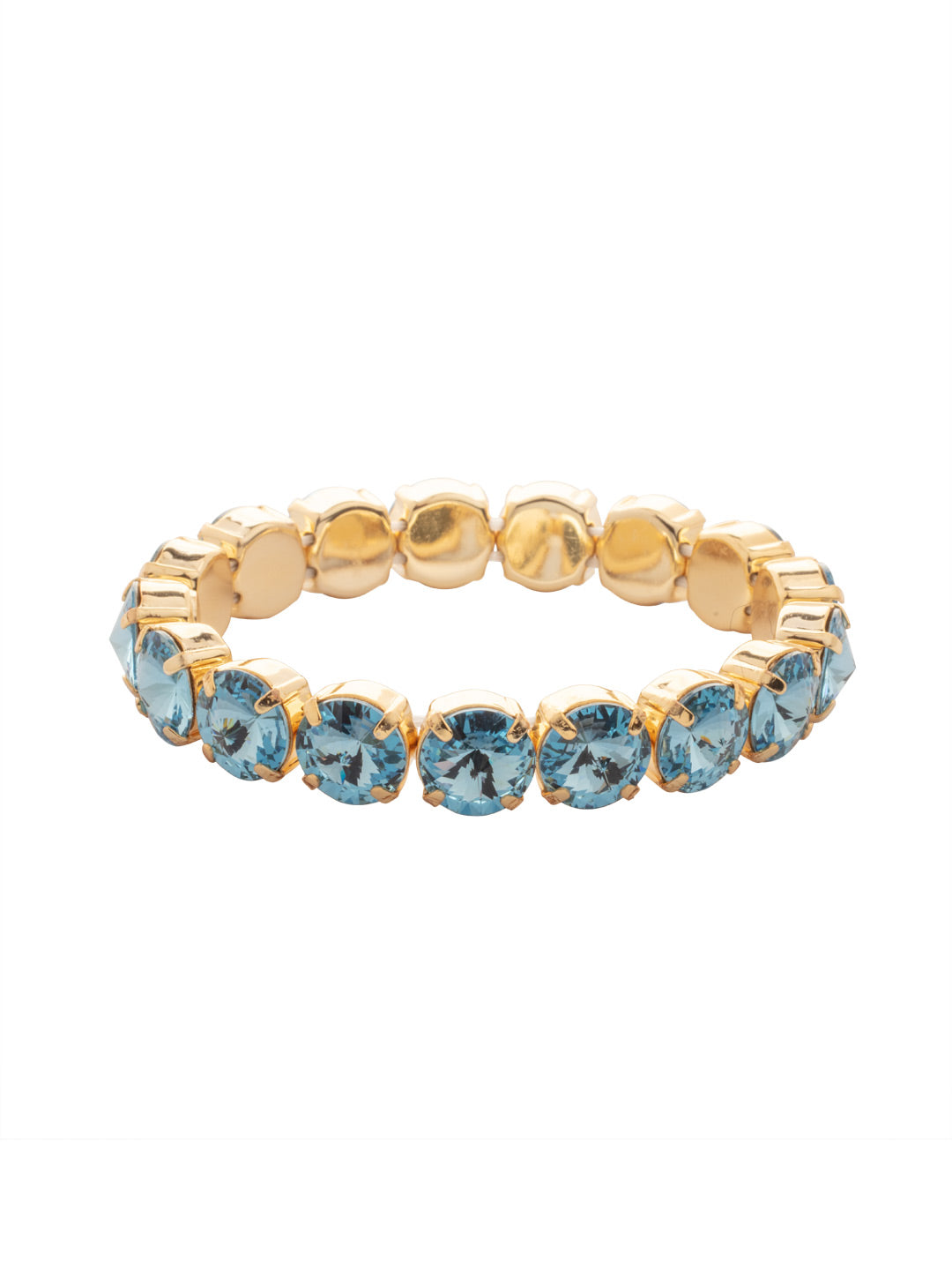 London Stretch Bracelet - BFY8BGAQU - <p>The London Stretch Bracelet features a line of rivoli round-cut crystals on a sturdy jewelers' filament, stretching to fit most wrists comfortably, without the hassle of a clasp! (7 inches in diameter, fits average wrist sizes) From Sorrelli's Aquamarine collection in our Bright Gold-tone finish.</p>