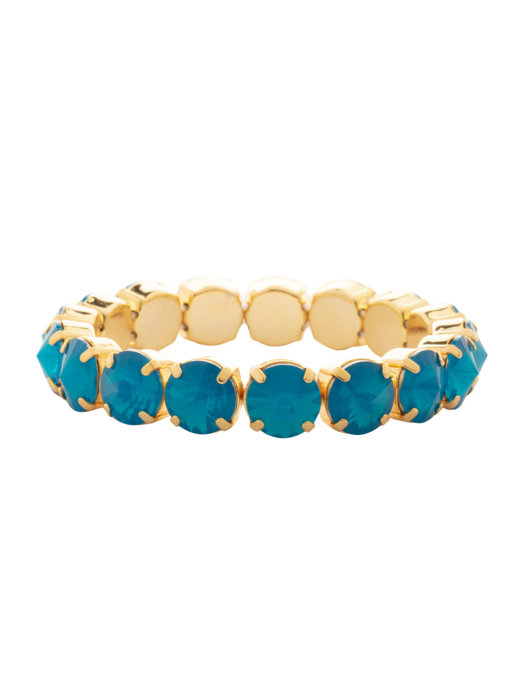 London Stretch Bracelet - BFY8BGCBO - <p>The London Stretch Bracelet features a line of rivoli round-cut crystals on a sturdy jewelers' filament, stretching to fit most wrists comfortably, without the hassle of a clasp! (7 inches in diameter, fits average wrist sizes) From Sorrelli's Caribbean Blue Opal collection in our Bright Gold-tone finish.</p>