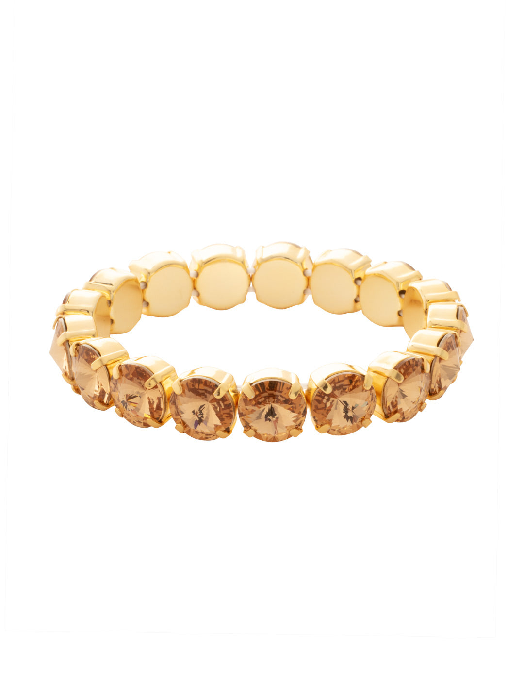 London Stretch Bracelet - BFY8BGLC - <p>The London Stretch Bracelet features a line of rivoli round-cut crystals on a sturdy jewelers' filament, stretching to fit most wrists comfortably, without the hassle of a clasp! (7 inches in diameter, fits average wrist sizes) From Sorrelli's Light Colorado collection in our Bright Gold-tone finish.</p>