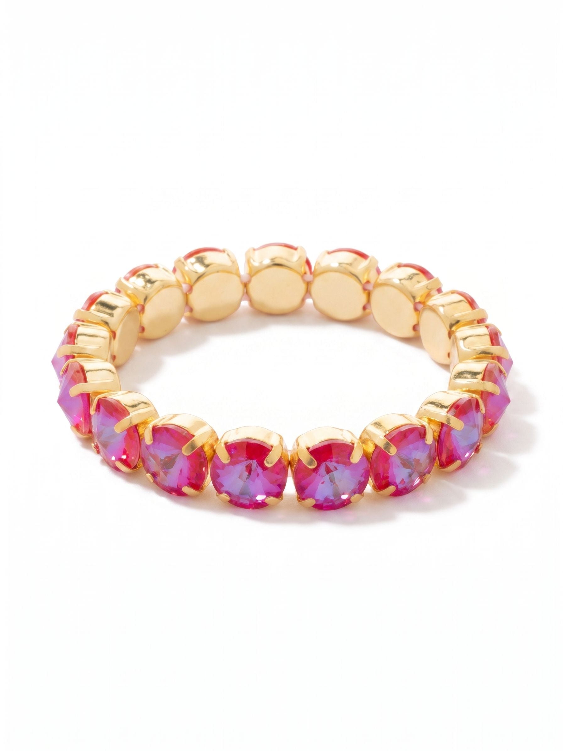London Stretch Bracelet - BFY8BGRRD - <p>The London Stretch Bracelet features a line of rivoli round-cut crystals on a sturdy jewelers' filament, stretching to fit most wrists comfortably, without the hassle of a clasp! (7 inches in diameter, fits average wrist sizes) From Sorrelli's Royal Red Delite collection in our Bright Gold-tone finish.</p>