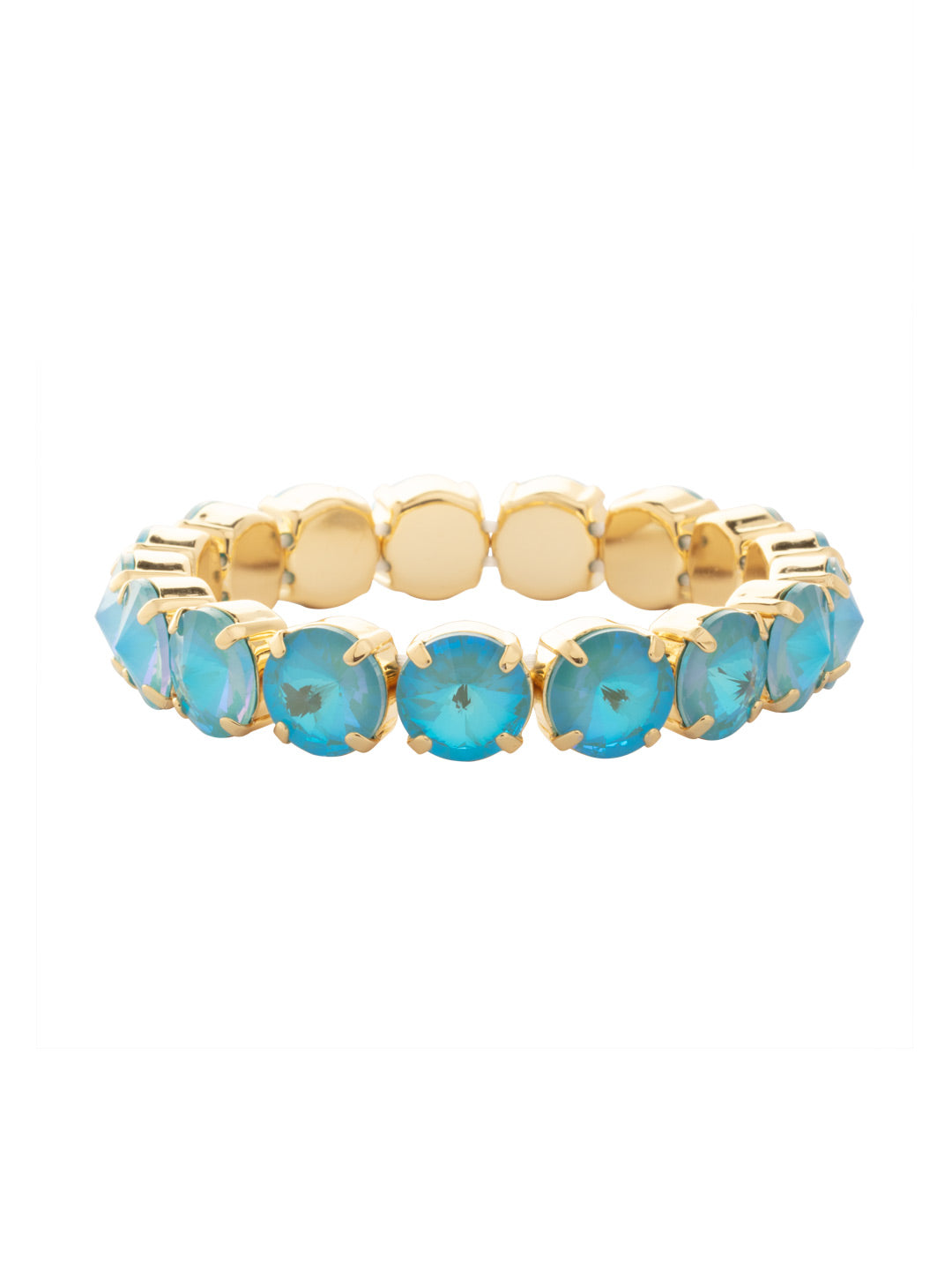 London Stretch Bracelet - BFY8BGSBD - <p>The London Stretch Bracelet features a line of rivoli round-cut crystals on a sturdy jewelers' filament, stretching to fit most wrists comfortably, without the hassle of a clasp! (7 inches in diameter, fits average wrist sizes) From Sorrelli's Summer Blue Delite collection in our Bright Gold-tone finish.</p>