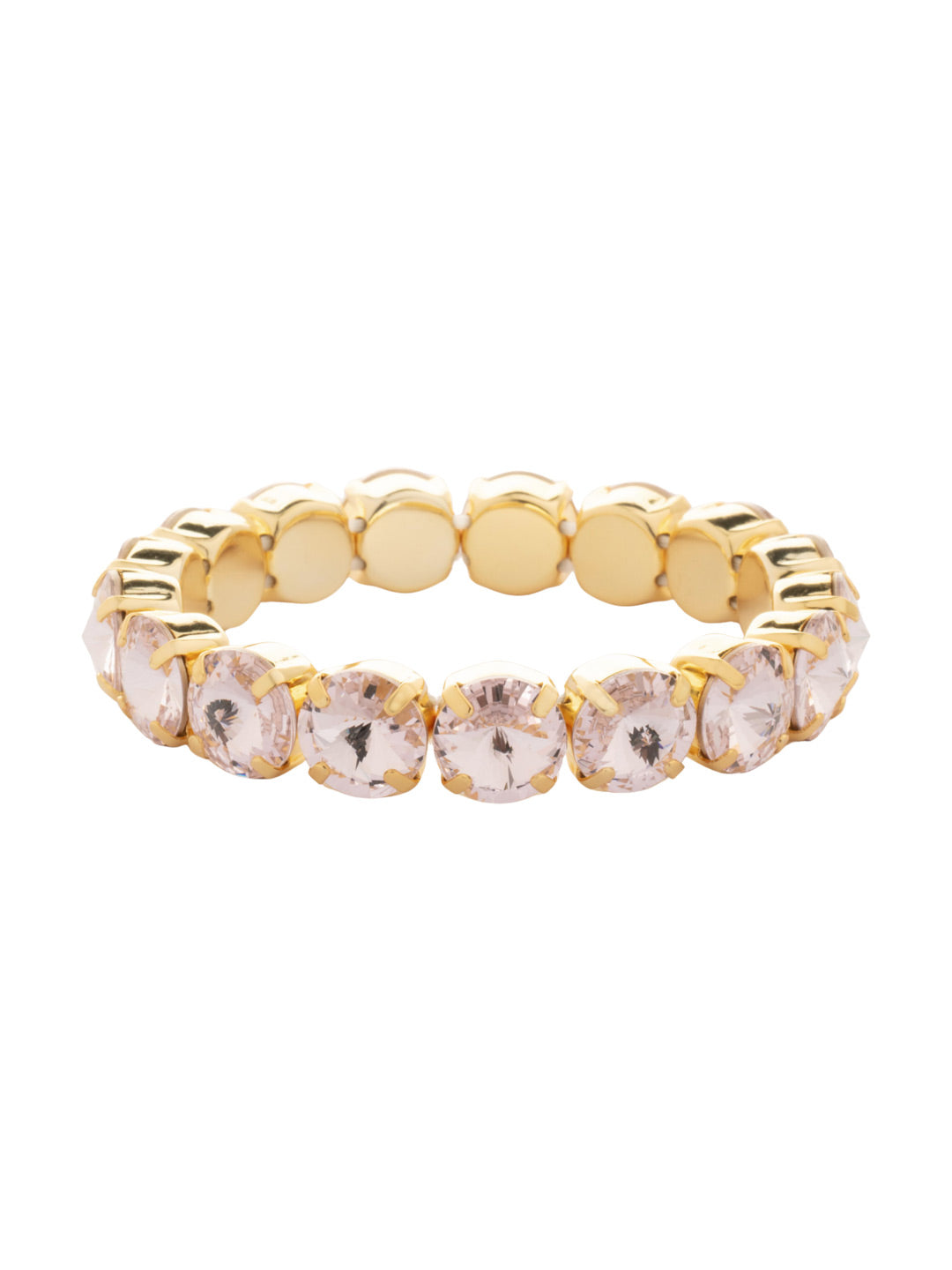 London Stretch Bracelet - BFY8BGSIL - <p>The London Stretch Bracelet features a line of rivoli round-cut crystals on a sturdy jewelers' filament, stretching to fit most wrists comfortably, without the hassle of a clasp! (7 inches in diameter, fits average wrist sizes) From Sorrelli's Silk collection in our Bright Gold-tone finish.</p>