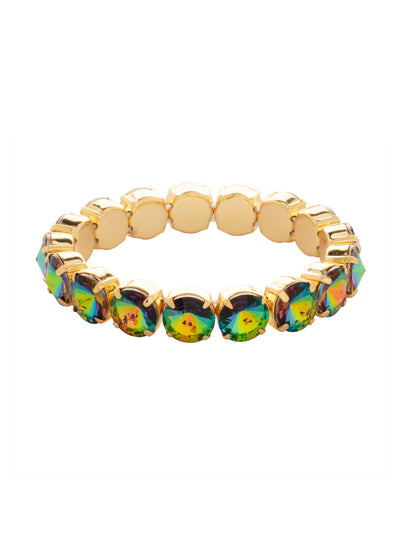 London Stretch Bracelet - BFY8BGVO - <p>The London Stretch Bracelet features a line of rivoli round-cut crystals on a sturdy jewelers' filament, stretching to fit most wrists comfortably, without the hassle of a clasp! (7 inches in diameter, fits average wrist sizes) From Sorrelli's Volcano collection in our Bright Gold-tone finish.</p>