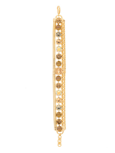 Sable Tennis Bracelet - BFZ17BGHNB - <p>The Sable Tennis Bracelet features three layers; a mini snake chain, a line of round-cut crystals, and a classic kette chain with an extension chain, secured with a lobster claw clasp. From Sorrelli's Honey Bourbon collection in our Bright Gold-tone finish.</p>