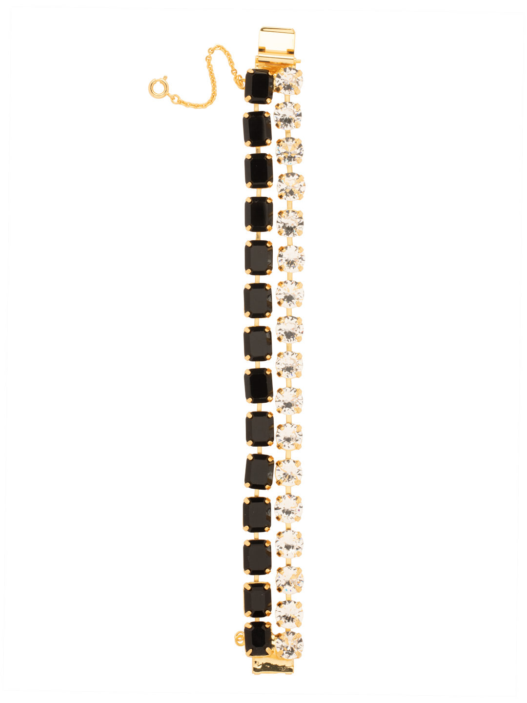 Marci Tennis Bracelet - BFZ2BGSNI - <p>The Marci Tennis features a line of emerald-cut crystals and line of round-cut crystals layered as one bracelet. The box clasp with safetly chain ensures an easy and sucure fit. From Sorrelli's Starry Night collection in our Bright Gold-tone finish.</p>