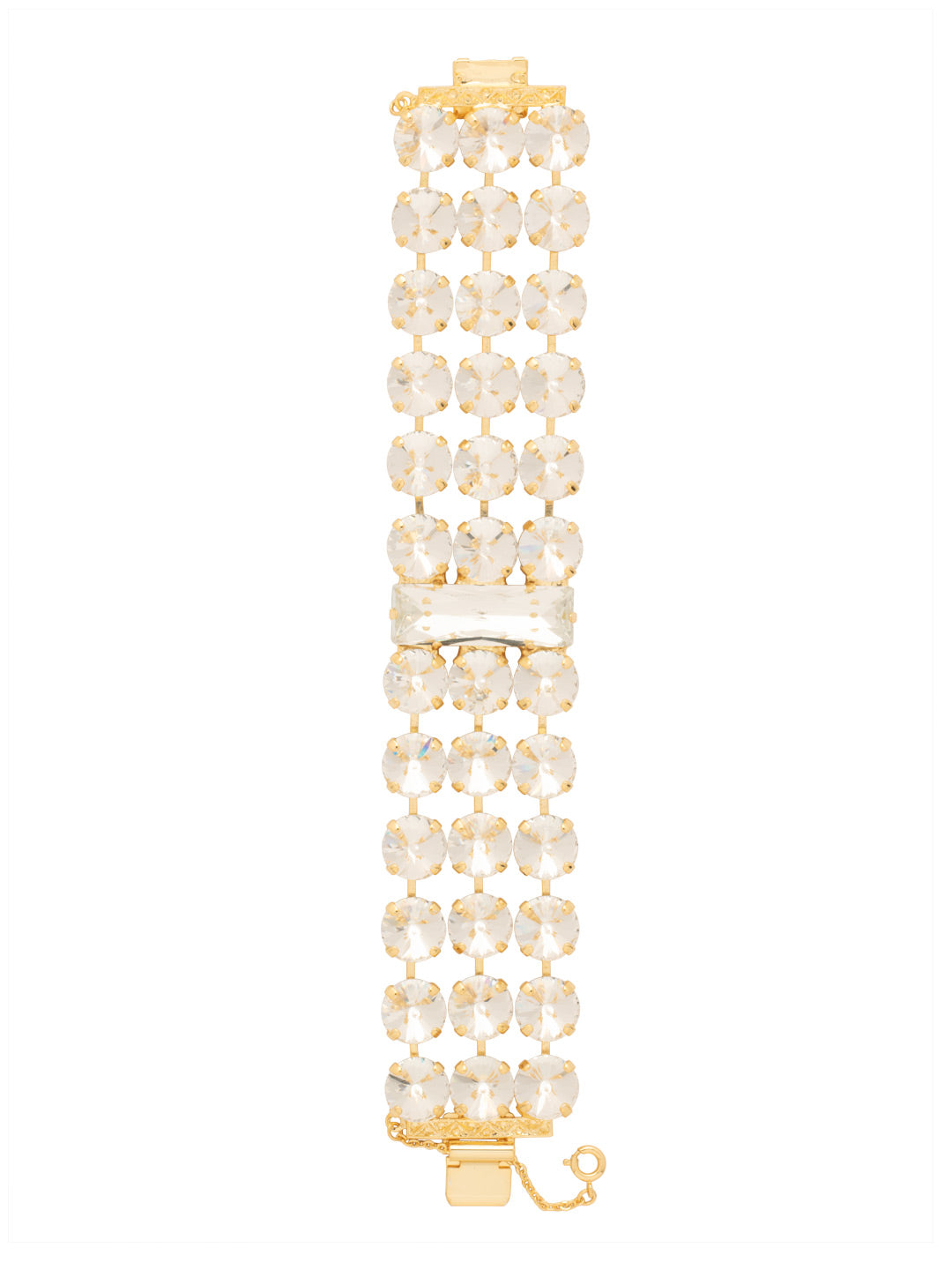 Sinclair Layered Statement Bracelet - BFZ5BGCRY - <p>The Sinclair Layered Statement Bracelet features rows of round-cut crystals in a striking layered design, creating a bold, light-catching piece that radiates confidence and unforgettable sparkle. From Sorrelli's Crystal collection in our Bright Gold-tone finish.</p>
