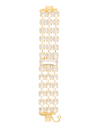 Sinclair Layered Statement Bracelet - BFZ5BGCRY - <p>The Sinclair Layered Statement Bracelet features rows of round-cut crystals in a striking layered design, creating a bold, light-catching piece that radiates confidence and unforgettable sparkle. From Sorrelli's Crystal collection in our Bright Gold-tone finish.</p>