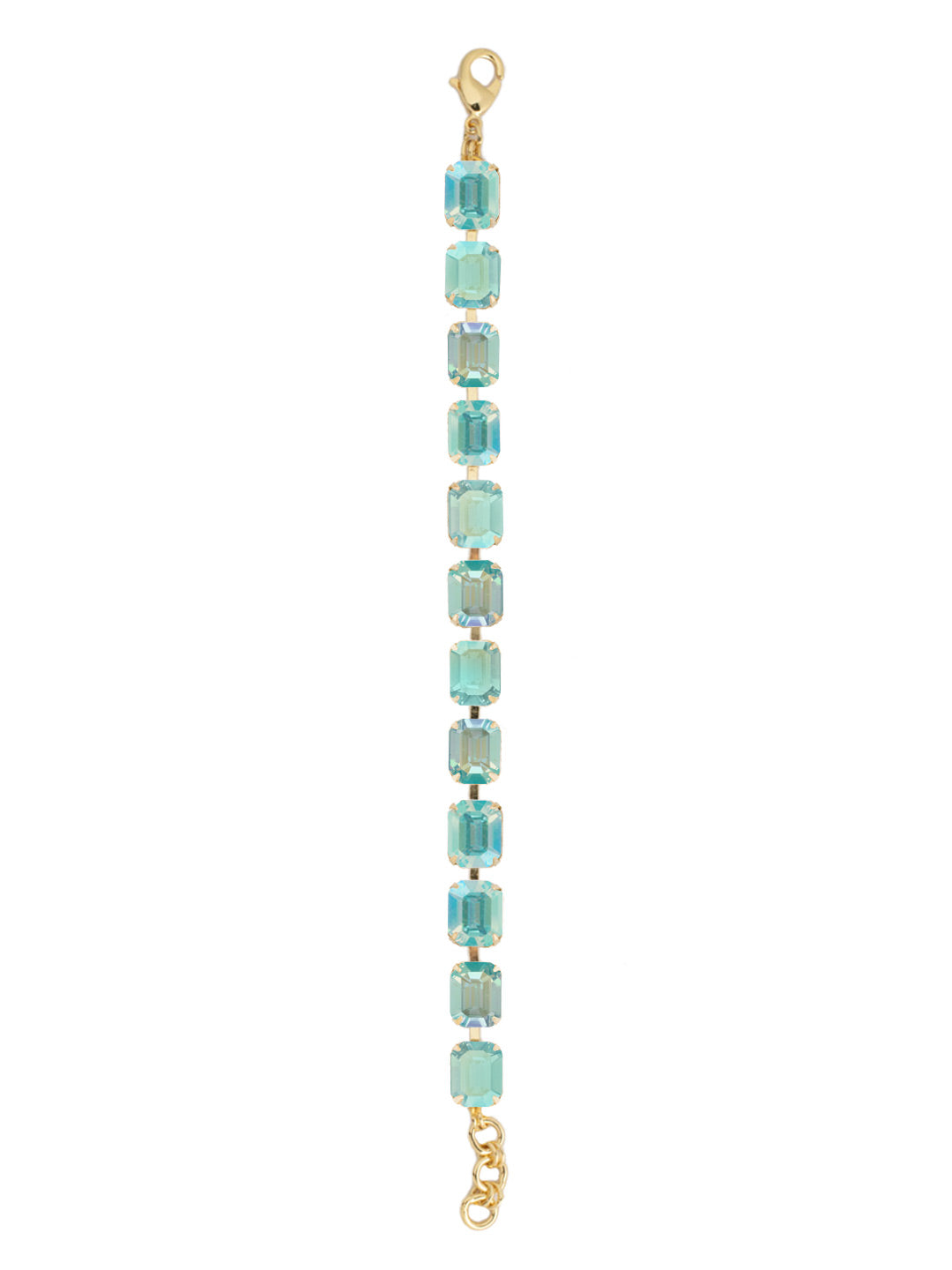Octavia Repeating Tennis Bracelet - BFZ6BGAQA - <p>The Octavia Tennis Bracelet features a full line of emerald-cut crystals with an extension chain, secured with a lobster claw clasp. From Sorrelli's Aqua Aurora Borealis collection in our Bright Gold-tone finish.</p>