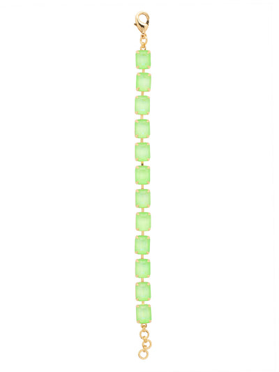 Octavia Repeating Tennis Bracelet - BFZ6BGETG - <p>The Octavia Tennis Bracelet features a full line of emerald-cut crystals with an extension chain, secured with a lobster claw clasp. From Sorrelli's Electric Green  collection in our Bright Gold-tone finish.</p>