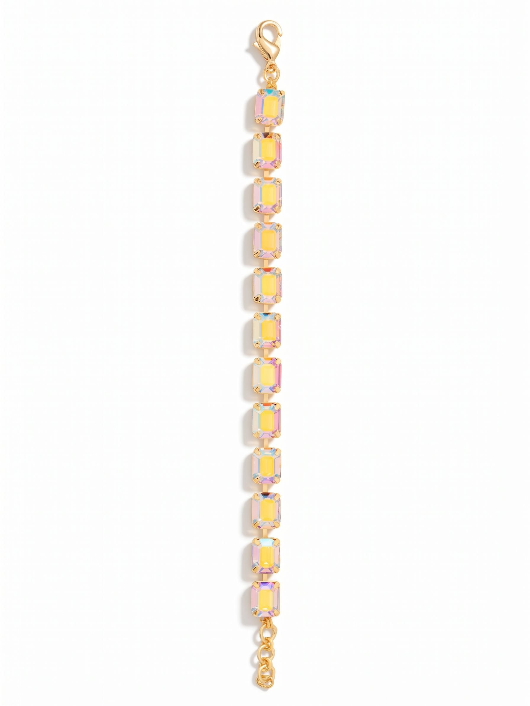 Octavia Repeating Tennis Bracelet - BFZ6BGLCA - <p>The Octavia Tennis Bracelet features a full line of emerald-cut crystals with an extension chain, secured with a lobster claw clasp. From Sorrelli's Light Colorado Aurora Borealis collection in our Bright Gold-tone finish.</p>