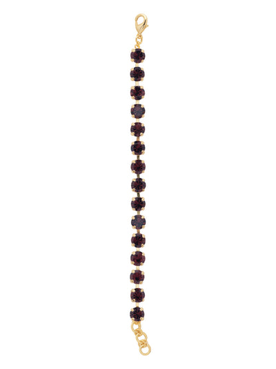Sienna Tennis Bracelet - BGA2BGBUR - <p>The Sienna Tennis Bracelet features a full line of round-cut crystals with an adjustable extension chain, secured with a lobster claw clasp. From Sorrelli's Burgundy collection in our Bright Gold-tone finish.</p>
