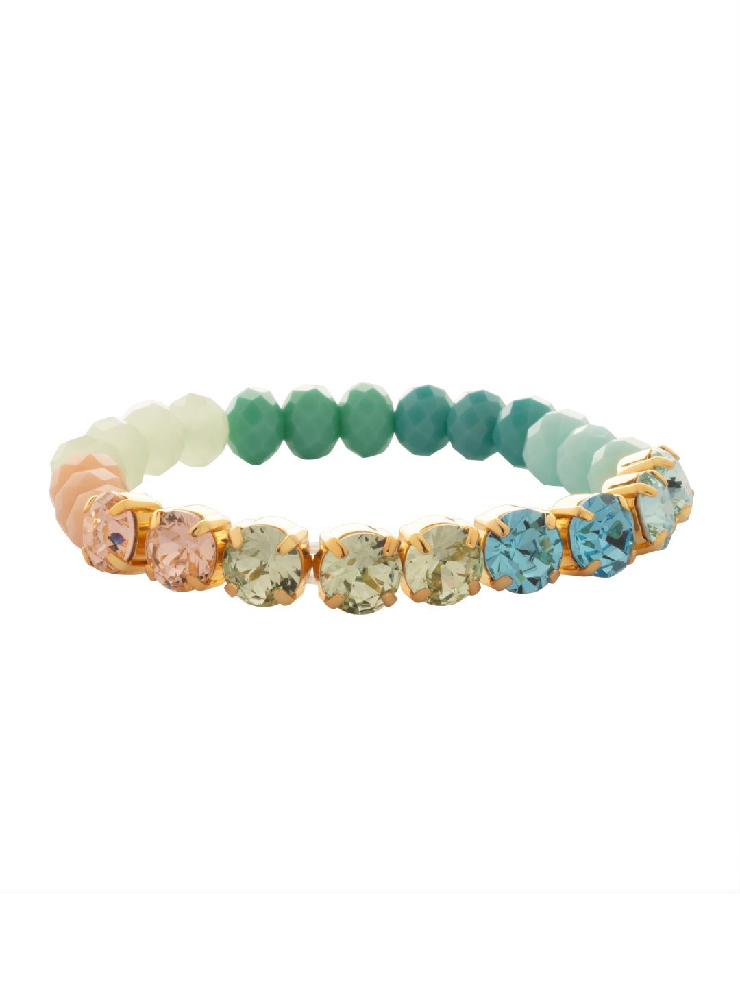 Charleston Stretch Bracelet - BGE1BGCSD - <p>The Charleston Stretch Bracelet features a colorful mix of round beads and round-cut crystals on a sturdy jeweler's filament, stretching to fit most wrists comfortably, without the hassle of a clasp! (7 inches in diameter, fits average wrist sizes) From Sorrelli's Coastal Dreams collection in our Bright Gold-tone finish.</p>