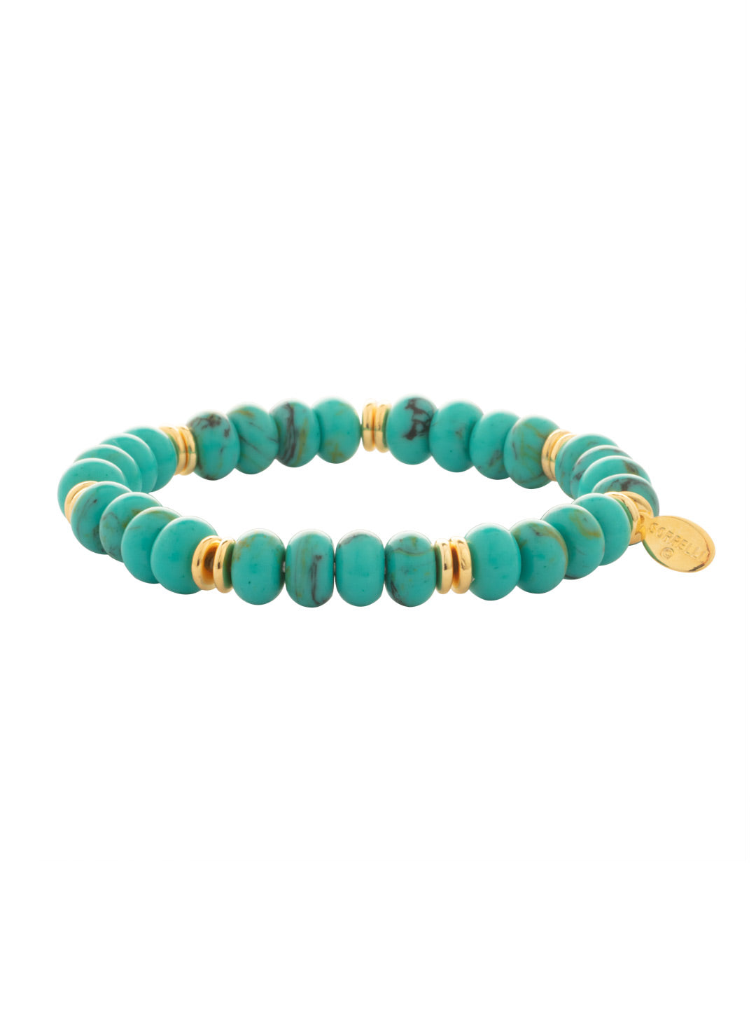Capri Beaded Stretch Bracelet - BGE4BGTQ - <p>The Capri Beaded Stretch Bracelet features round turquoise beads on a sturdy jeweler's filament, stretching to fit most wrists comfortably, without the hassle of a clasp! (7 inches in diameter, fits average wrist sizes) From Sorrelli's Turquoise collection in our Bright Gold-tone finish.</p>