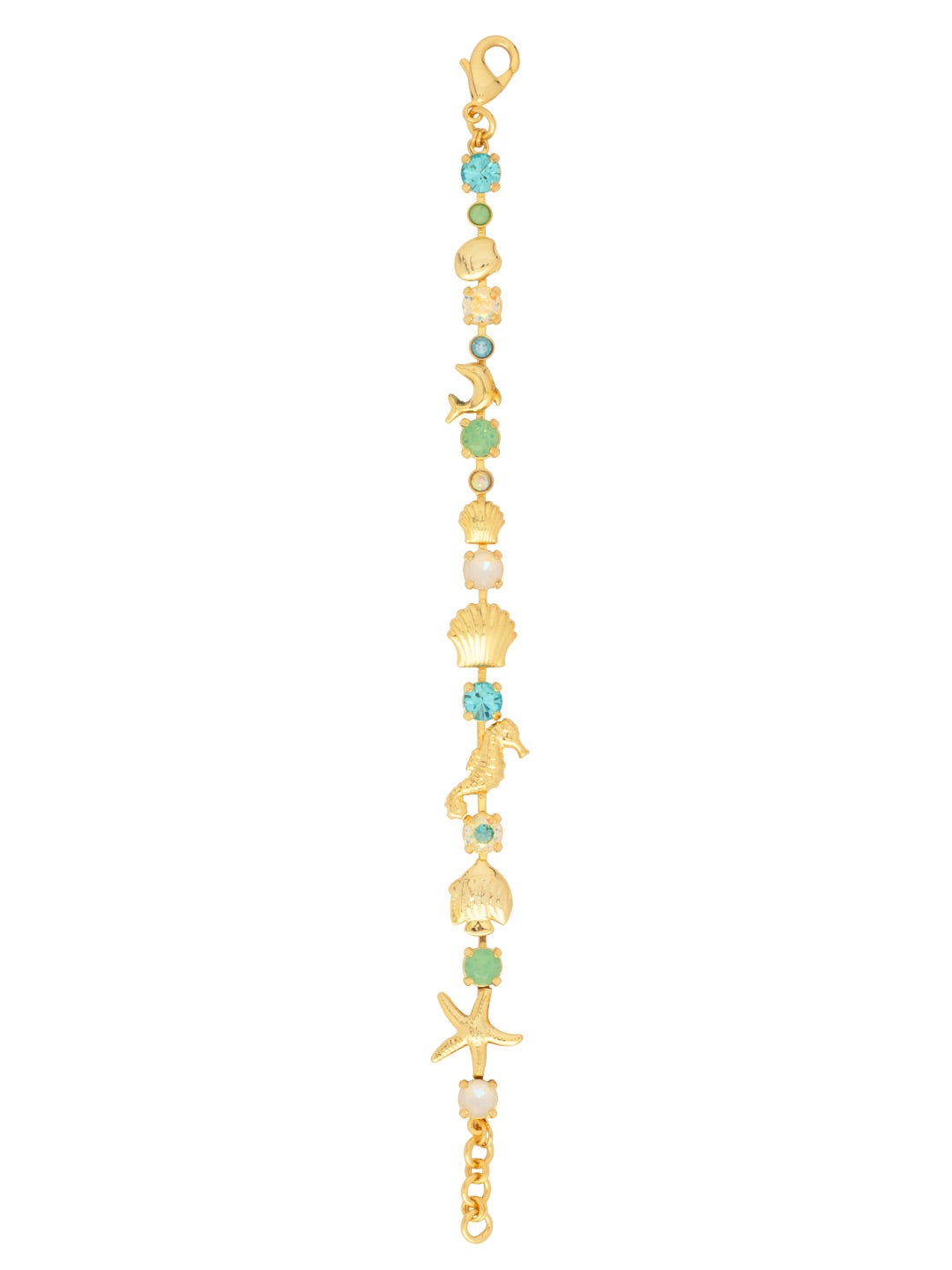 Avalon Tennis Bracelet - BGE6BGCSD - <p>The Avalon Tennis Bracelet features a line of crystals and sea-themed charms, secured with a lobster claw clasp and adjustable to fit wrist sizes 7-7 1/2. From Sorrelli's Coastal Dreams collection in our Bright Gold-tone finish.</p>