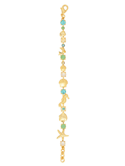 Avalon Tennis Bracelet - BGE6BGCSD - <p>The Avalon Tennis Bracelet features a line of crystals and sea-themed charms, secured with a lobster claw clasp and adjustable to fit wrist sizes 7-7 1/2. From Sorrelli's Coastal Dreams collection in our Bright Gold-tone finish.</p>