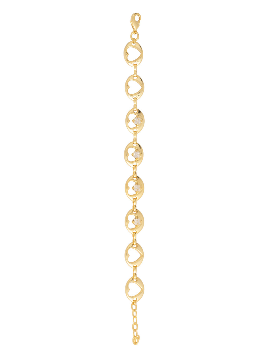Tabitha Tennis Bracelet - BGF1BGCRY - <p>Add a little sparkle to your stack with the Tabitha Tennis Bracelet, featuring unique heart-punched tabs with crystals nestled inside select hearts. An adjustable chain and secure lobster claw clasp provide a comfortable, customized fit. From Sorrelli's Crystal collection in our Bright Gold-tone finish.</p>