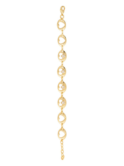 Tabitha Tennis Bracelet - BGF1BGCRY - <p>Add a little sparkle to your stack with the Tabitha Tennis Bracelet, featuring unique heart-punched tabs with crystals nestled inside select hearts. An adjustable chain and secure lobster claw clasp provide a comfortable, customized fit. From Sorrelli's Crystal collection in our Bright Gold-tone finish.</p>