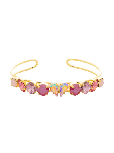 Beloved Adjustable Cuff Bracelet - BGF3BGPRO - <p>Wrap your wrist in sparkle with the Beloved Adjustable Cuff Bracelet, featuring a row of assorted cut crystals anchored by a central heart formed from two pear-cut stones. This lightweight, open-band design offers a versatile and comfortable fit for effortless layering or styling solo. From Sorrelli's Panama Rose collection in our Bright Gold-tone finish.</p>