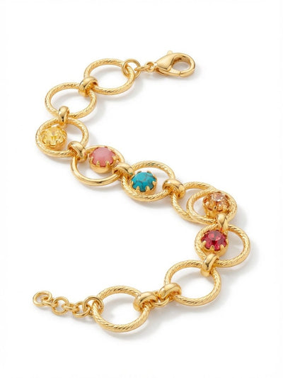 Odessa Tennis Bracelet - BGI1BGCPO - <p>The Odessa Tennis Bracelet features assorted semi-precious stones set inside round metal rings, with an adjustable chain and secured by a lobster claw clasp. From Sorrelli's Candy Pop collection in our Bright Gold-tone finish.</p>