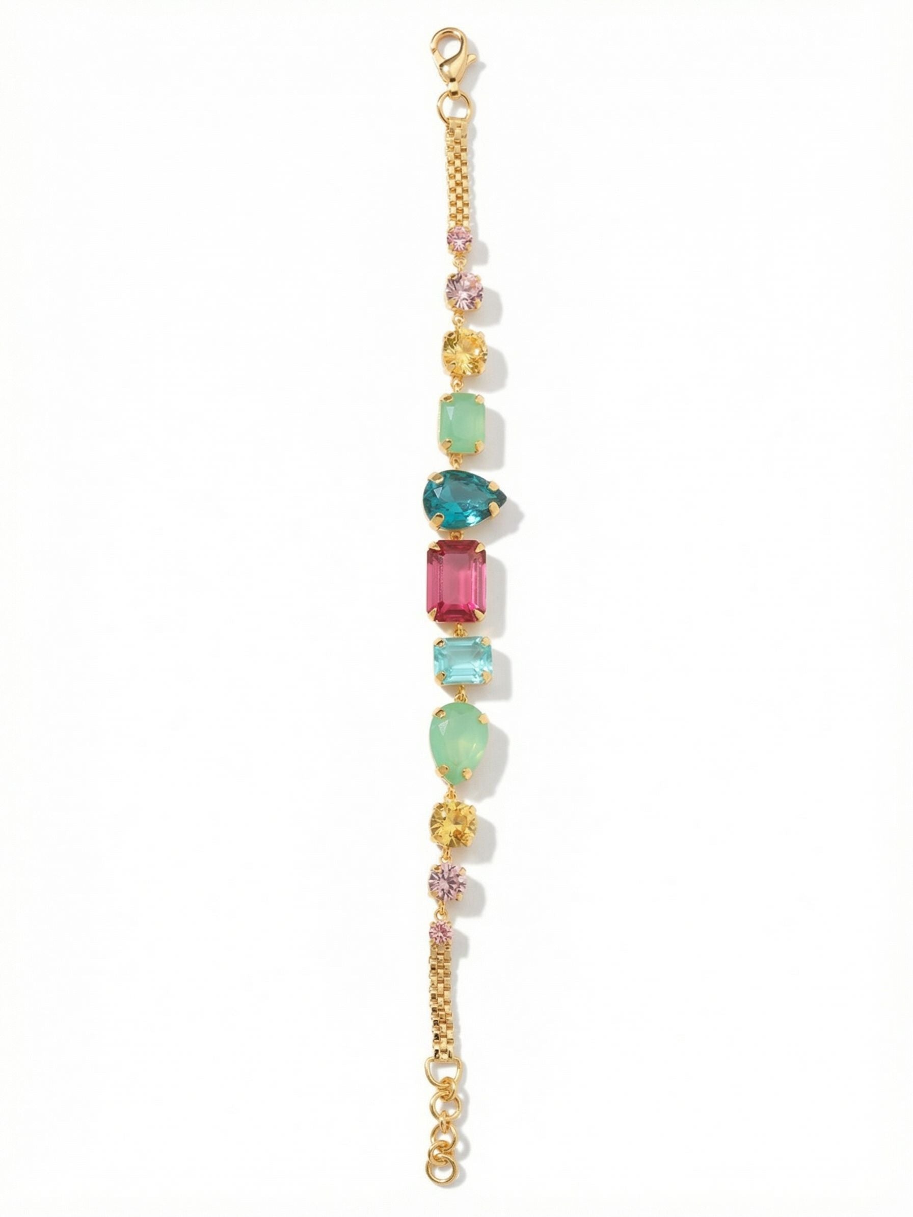 Moxie Tennis Bracelet - BGI3BGCPO - <p>The Moxie reimagines the classic tennis bracelet with an eclectic mix of multi-shaped crystals. Featuring a secure lobster clasp and an adjustable extender chain, it offers a customizable fit for effortless, everyday wear. From Sorrelli's Candy Pop collection in our Bright Gold-tone finish.</p>