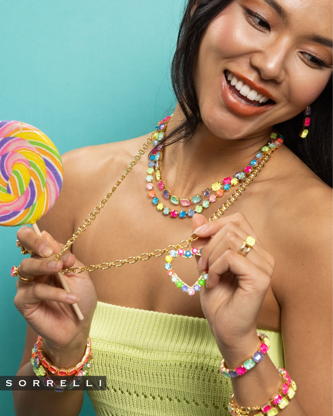 Crystal Heart Long Pendant Necklace - NFZ13BGCCA