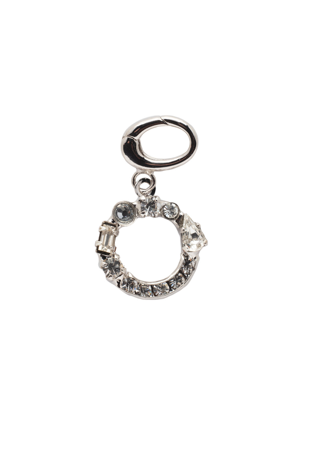 O Initial Charm - CEG16RHCRY - <p>The Initial Charm features a metal monogram letter embellished with an assortment of crystals and secured with an O clasp to easily add and take off different chains. From Sorrelli's Crystal collection in our Palladium Silver-tone finish.</p>