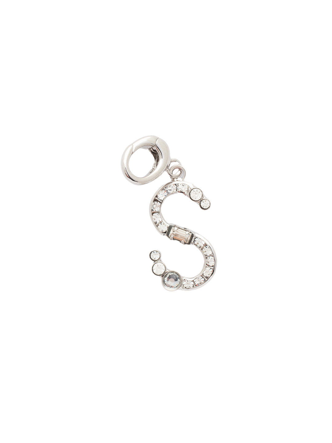 S Initial Charm - CEG20RHCRY - <p>The Initial Charm features a metal monogram letter embellished with an assortment of crystals and secured with an O clasp to easily add and take off different chains. From Sorrelli's Crystal collection in our Palladium Silver-tone finish.</p>