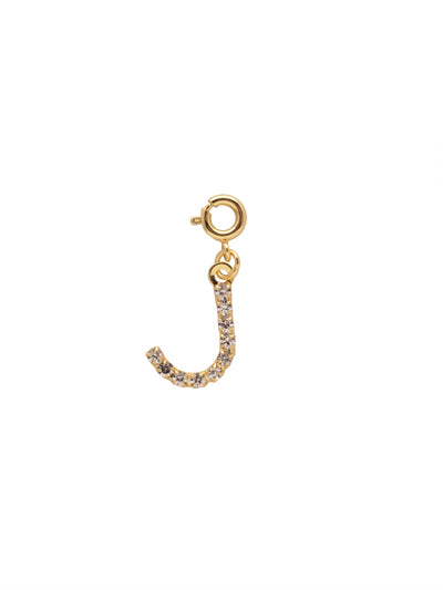 "J" Initial Charm - CFB10BGCRY - <p>The Initial Charm features a metal letter embellished with small round crystals and a small spring ring clasp. From Sorrelli's Crystal collection in our Bright Gold-tone finish.</p>