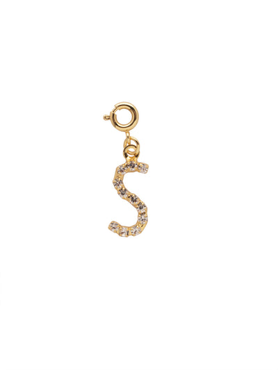"S" Initial Charm - CFB19BGCRY - <p>The Initial Charm features a metal letter embellished with small round crystals and a small spring ring clasp. From Sorrelli's Crystal collection in our Bright Gold-tone finish.</p>