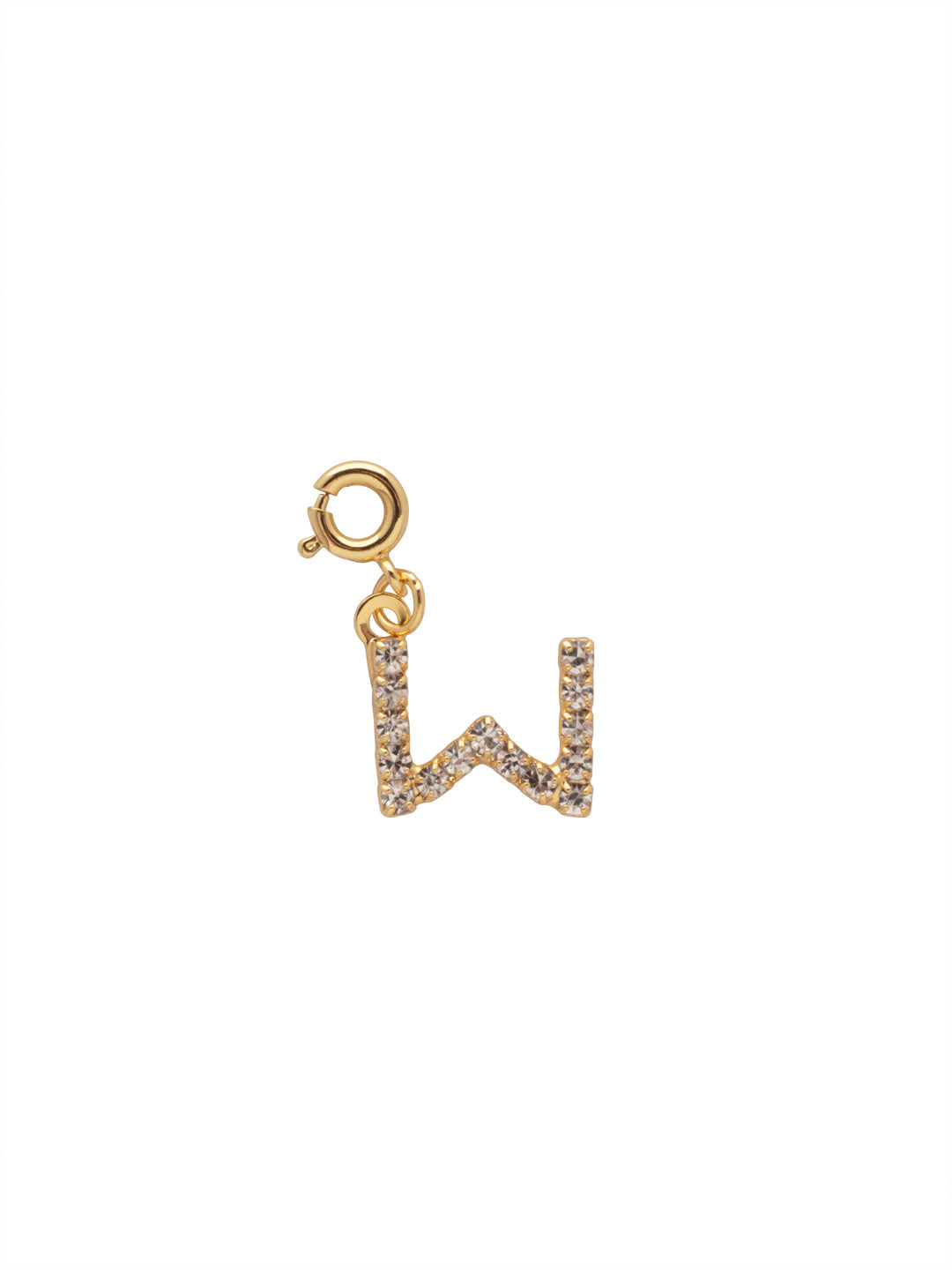 "W" Initial Charm - CFB23BGCRY - <p>The Initial Charm features a metal letter embellished with small round crystals and a small spring ring clasp. From Sorrelli's Crystal collection in our Bright Gold-tone finish.</p>