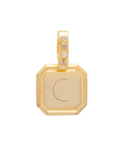 C Initial Charm - CFR12BGCRY - <p>Customize your vibe in seconds with this stamp-engraved initial charm, featuring a crystal-embellished clasp that easily folds open and closed. It’s the perfect versatile piece to clip onto your favorite chains for a quick dose of personality. From Sorrelli's Crystal collection in our Bright Gold-tone finish.</p>