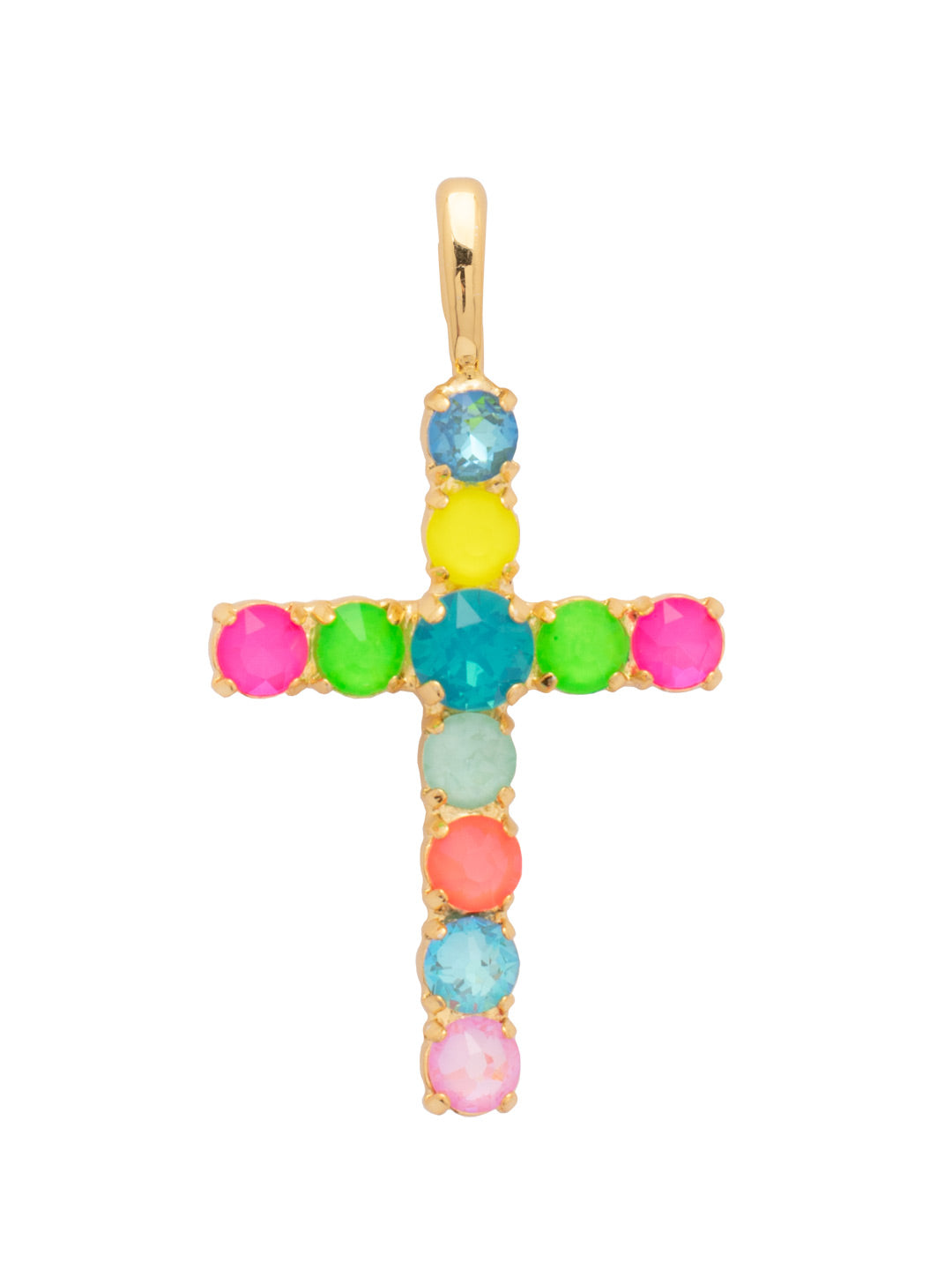 Crystal Cross Large Charm - CFZ10BGCCA - <p>The Crystal Cross Large Charm features a chunky crystal embellished cross charm with an easy-to-open oval spring ring clasp. From Sorrelli's Candy Carnival collection in our Bright Gold-tone finish.</p>
