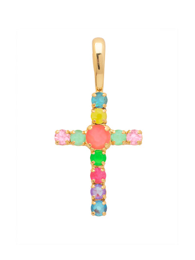 Crystal Cross Medium Charm - CFZ11BGCCA - <p>The Crystal Cross Medium Charm features a modern crystal embellished cross charm with an easy-to-open oval spring ring clasp. From Sorrelli's Candy Carnival collection in our Bright Gold-tone finish.</p>