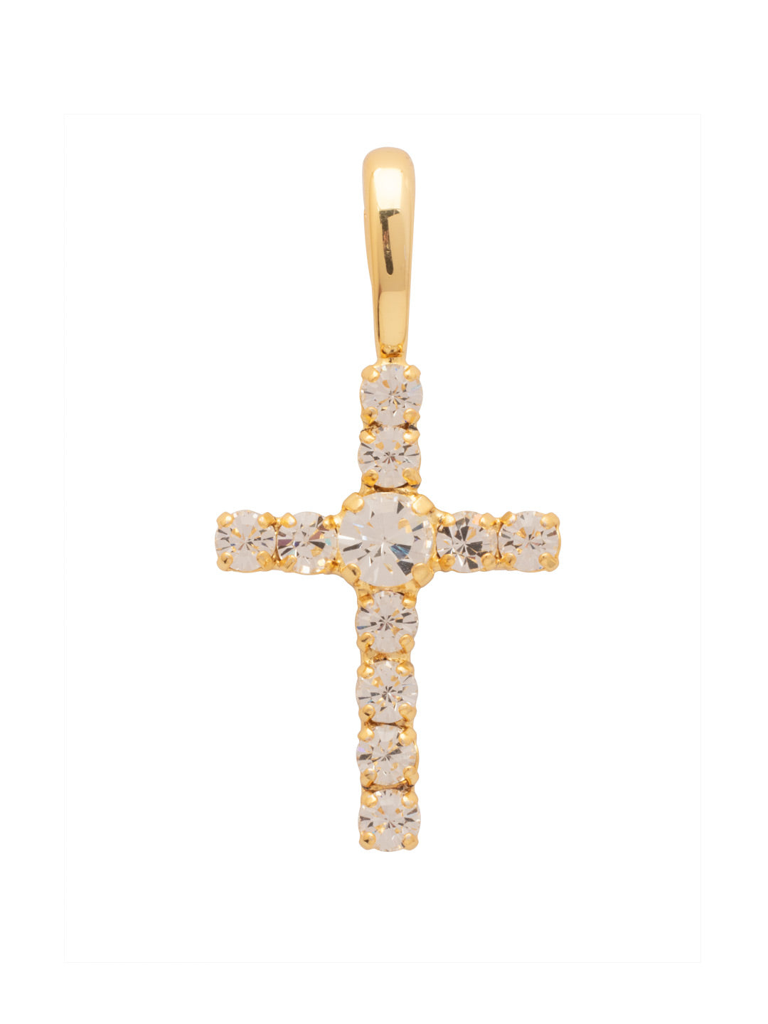Crystal Cross Medium Charm - CFZ11BGCRY - <p>The Crystal Cross Medium Charm features a modern crystal embellished cross charm with an easy-to-open oval spring ring clasp. From Sorrelli's Crystal collection in our Bright Gold-tone finish.</p>