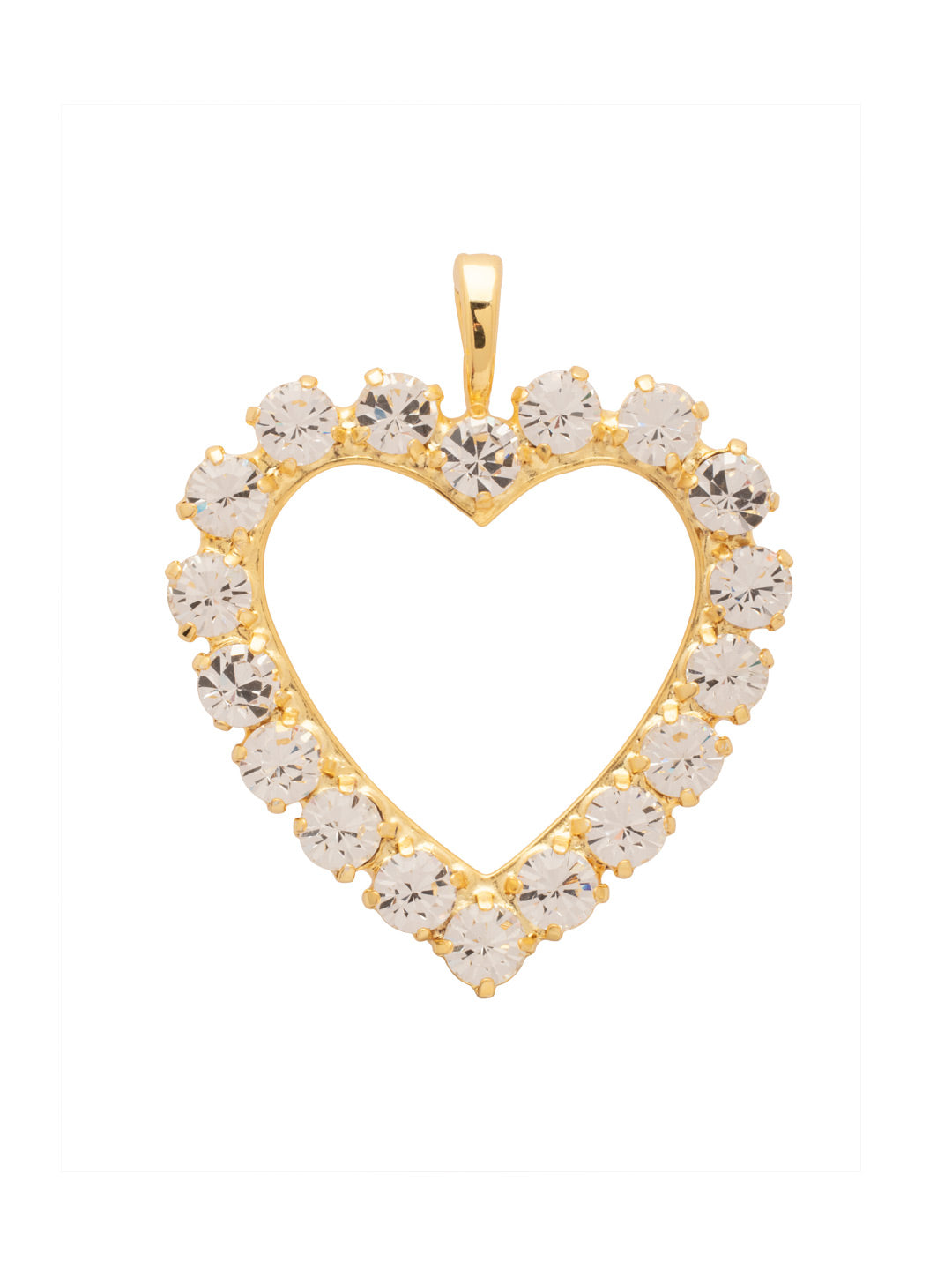 Crystal Heart Charm - CFZ13BGCRY - <p>The Crystal Heart Charm features a chunky crystal embelished heart charm on an easy-to-open oval spring ring clasp. From Sorrelli's Crystal collection in our Bright Gold-tone finish.</p>