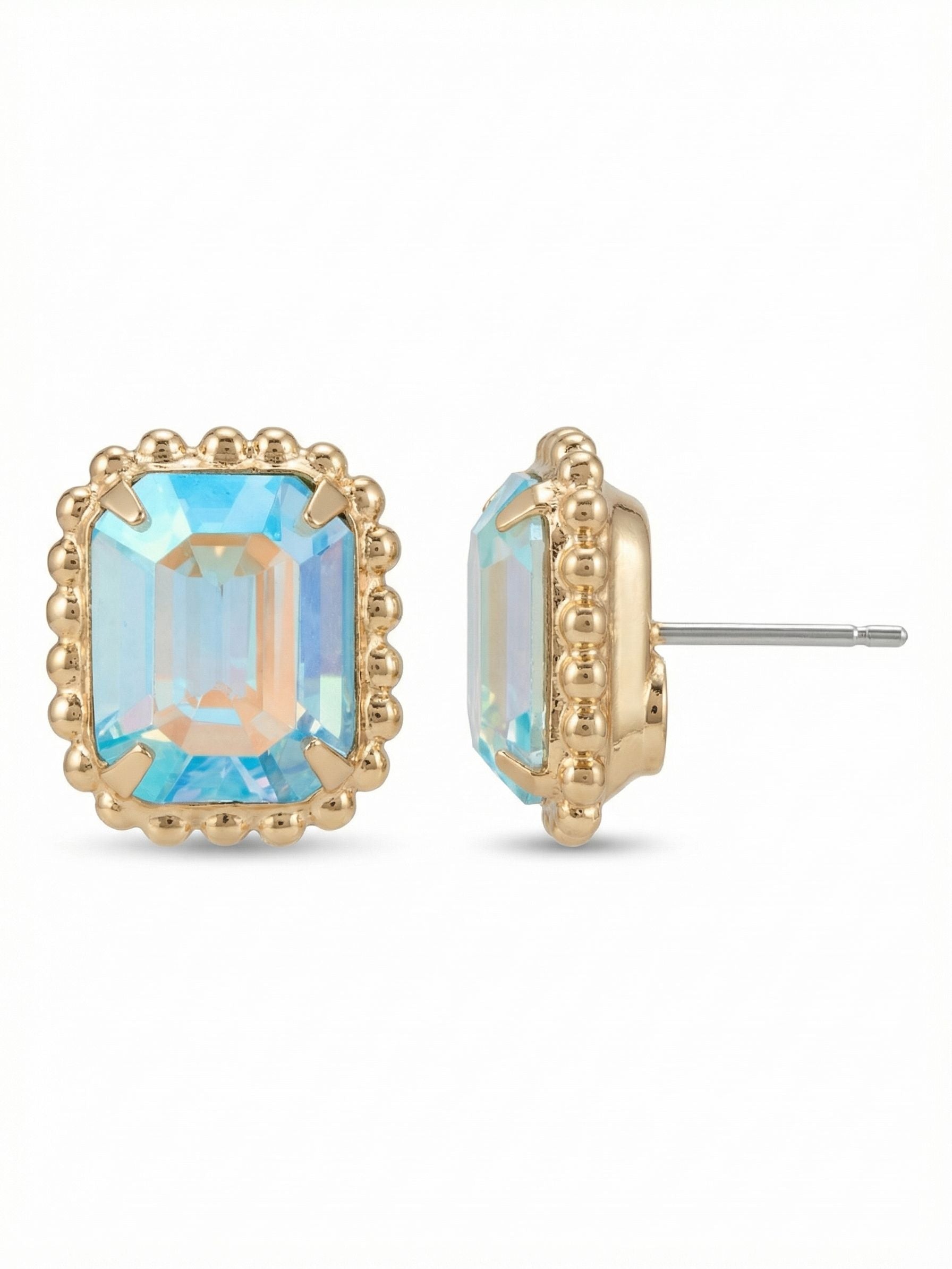 Octavia Scalloped Stud Earrings - EBW18BGAQA - <p>Savvy and sophisticated, these emerald cut crystal solitaire earrings are finished with a vintage-inspired decorative edged border for a simply stunning look.</p>