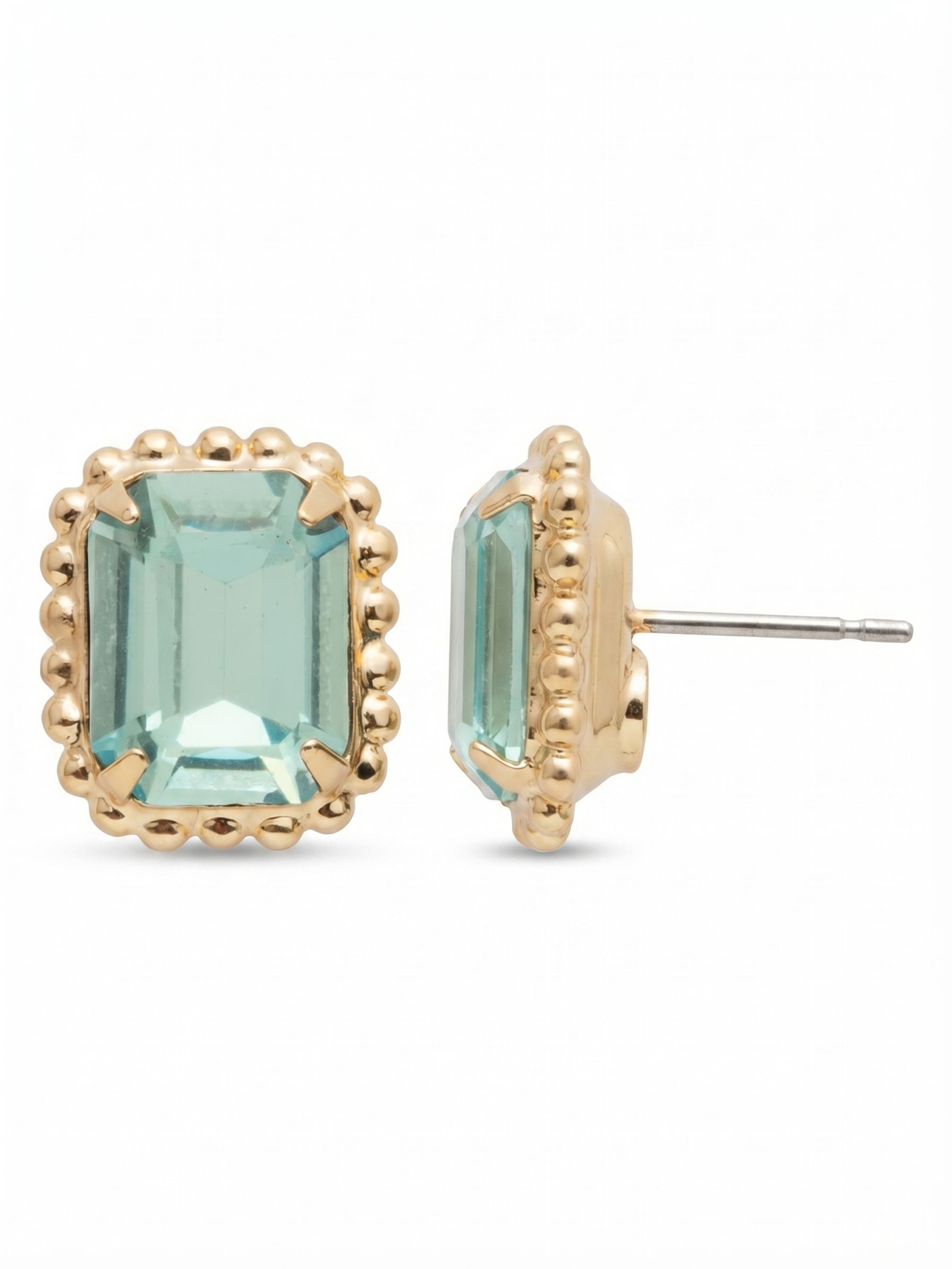 Octavia Scalloped Stud Earrings - EBW18BGAQU - <p>Savvy and sophisticated, these emerald cut crystal solitaire earrings are finished with a vintage-inspired decorative edged border for a simply stunning look.</p>