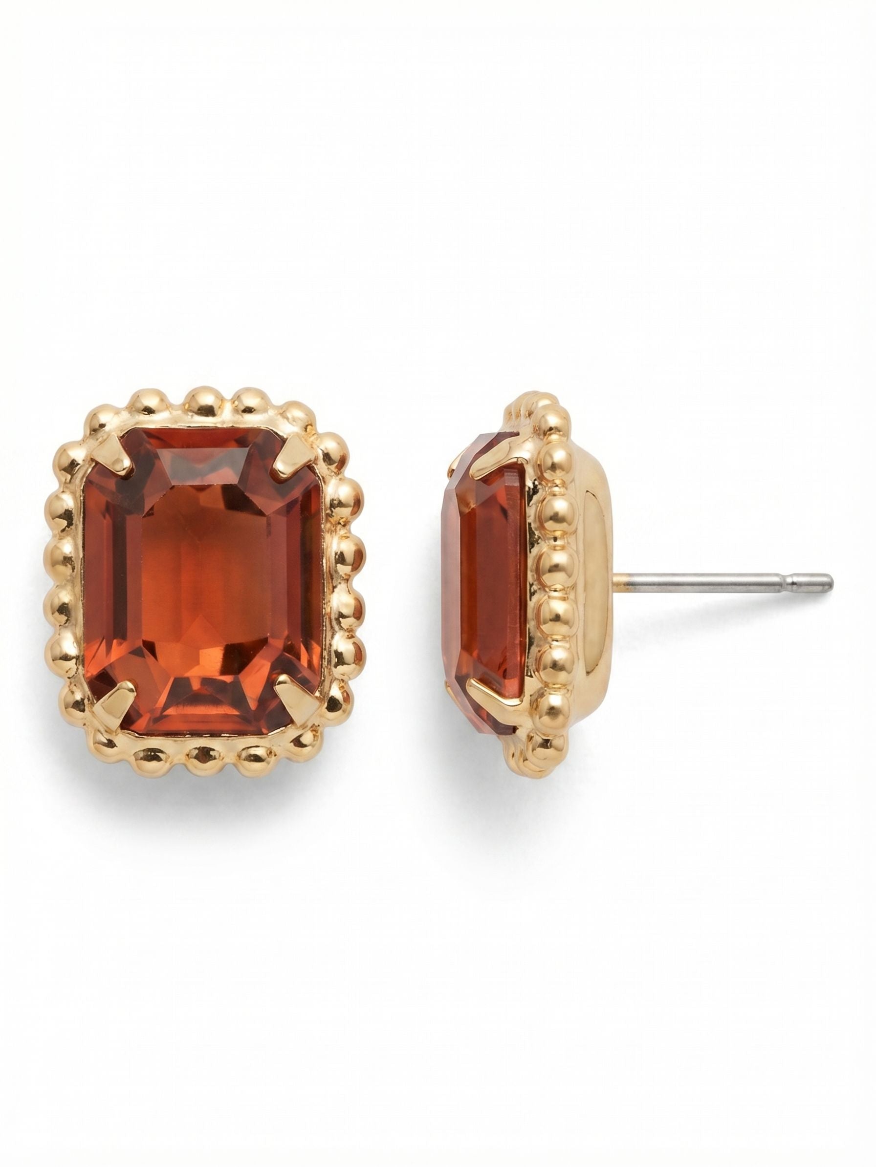 Octavia Scalloped Stud Earrings - EBW18BGBUR - <p>Savvy and sophisticated, these emerald cut crystal solitaire earrings are finished with a vintage-inspired decorative edged border for a simply stunning look.</p>
