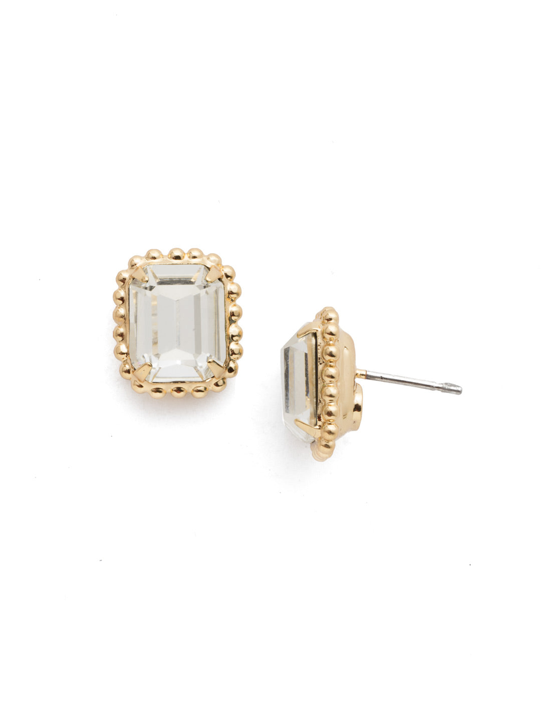 Octavia Scalloped Stud Earrings - EBW18BGCRY - <p>Savvy and sophisticated, these emerald cut crystal solitaire earrings are finished with a vintage-inspired decorative edged border for a simply stunning look. From Sorrelli's Crystal collection in our Bright Gold-tone finish.</p>