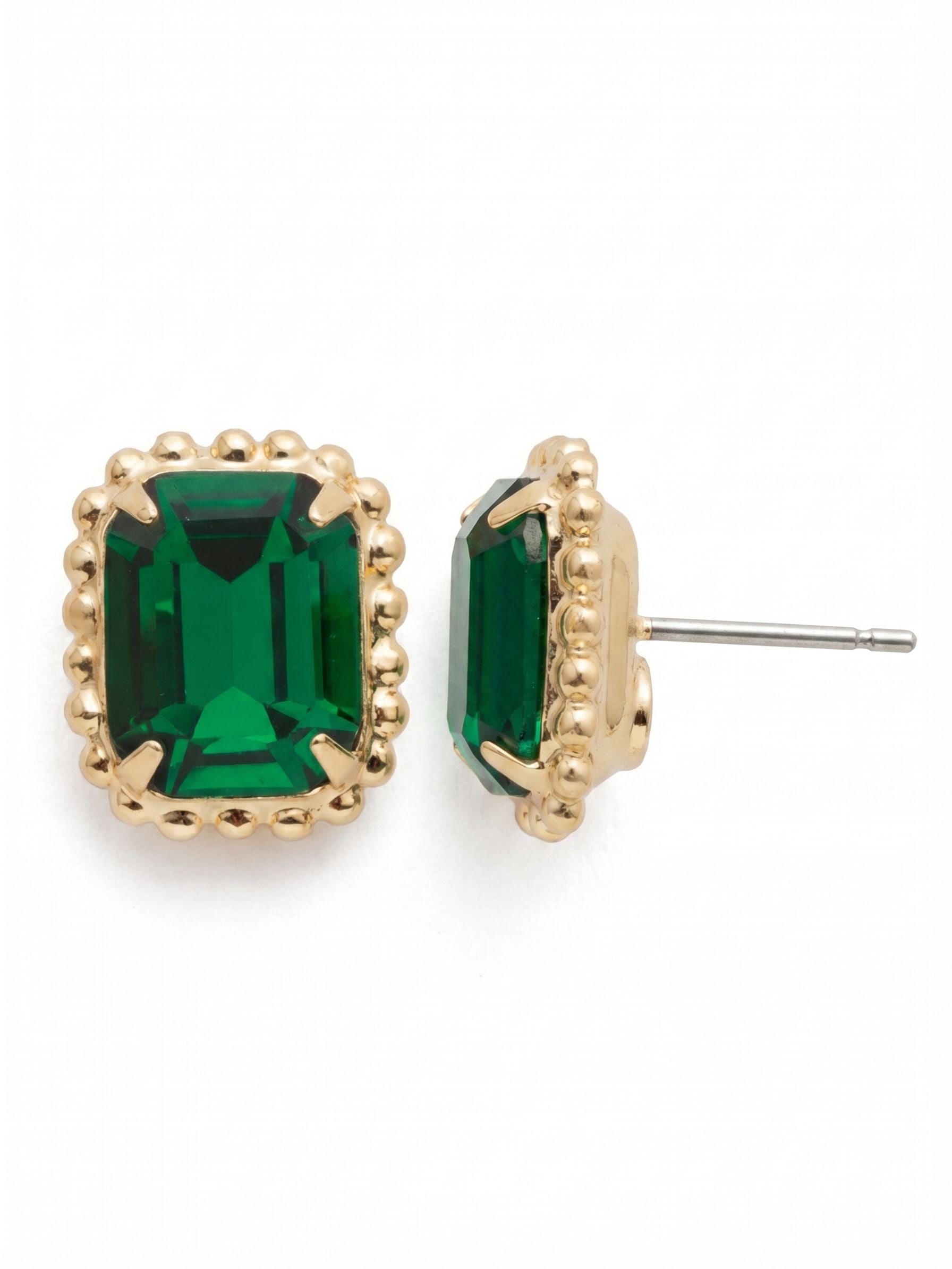 Octavia Scalloped Stud Earrings - EBW18BGEME - <p>Savvy and sophisticated, these emerald cut crystal solitaire earrings are finished with a vintage-inspired decorative edged border for a simply stunning look.</p>