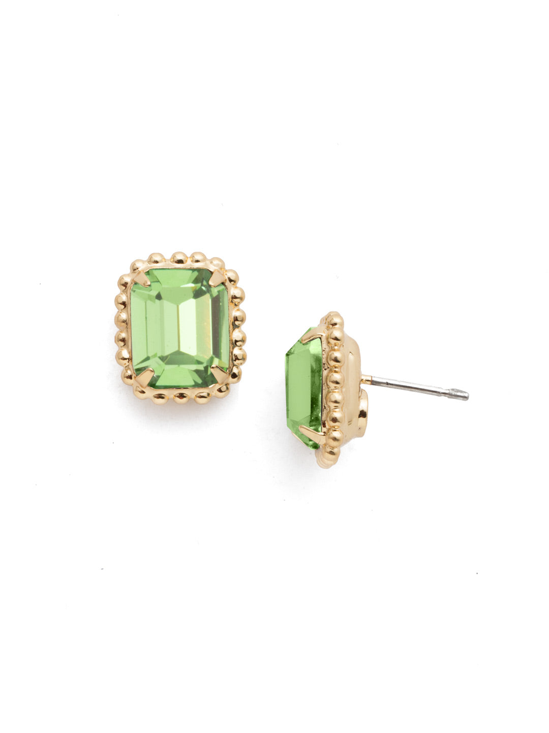 Octavia Scalloped Stud Earrings - EBW18BGPER - <p>Savvy and sophisticated, these emerald cut crystal solitaire earrings are finished with a vintage-inspired decorative edged border for a simply stunning look. From Sorrelli's Peridot collection in our Bright Gold-tone finish.</p>