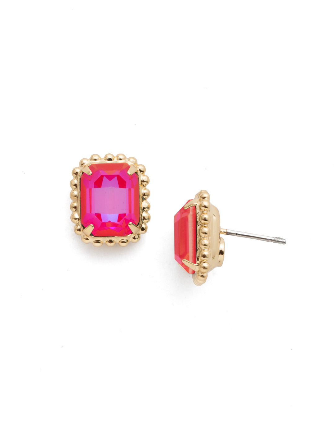 Octavia Scalloped Stud Earrings - EBW18BGRRD - <p>Savvy and sophisticated, these emerald cut crystal solitaire earrings are finished with a vintage-inspired decorative edged border for a simply stunning look. From Sorrelli's Royal Red Delite collection in our Bright Gold-tone finish.</p>