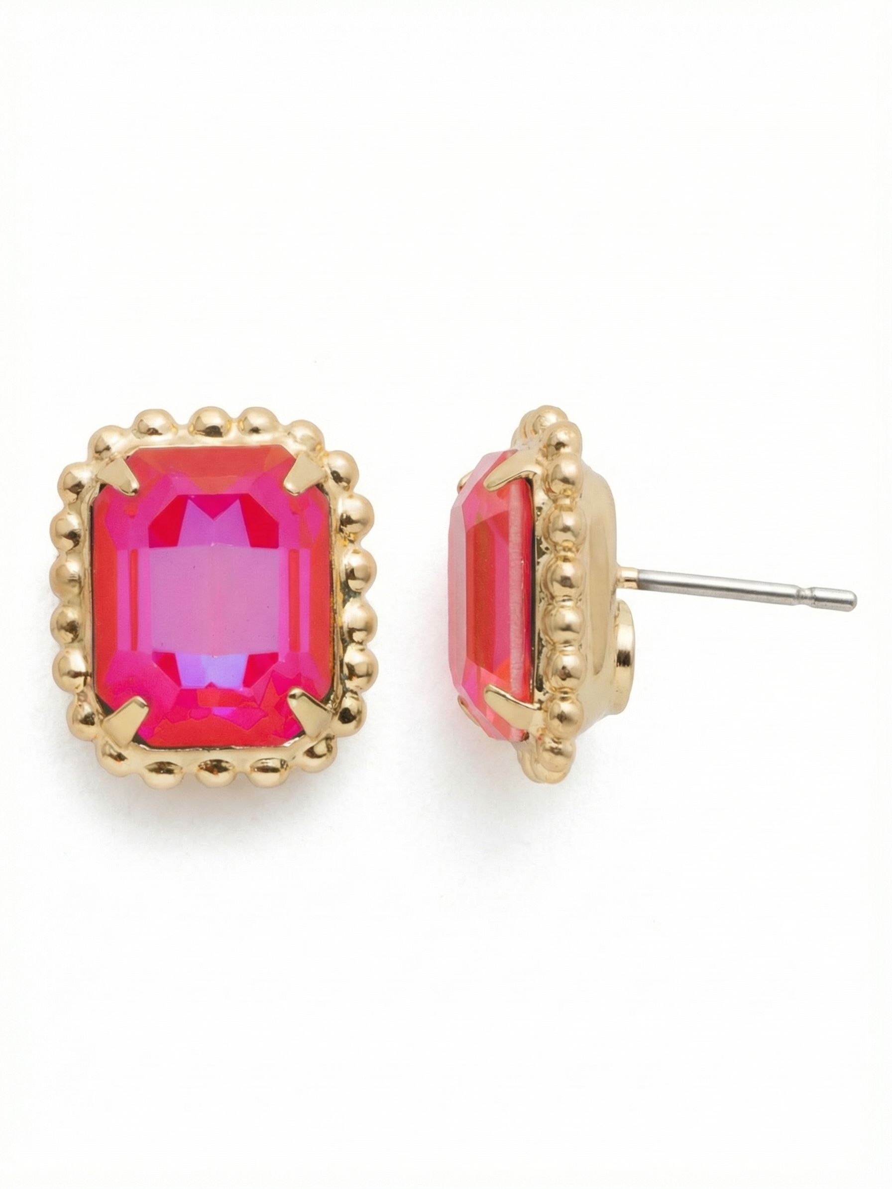 Octavia Scalloped Stud Earrings - EBW18BGRRD - <p>Savvy and sophisticated, these emerald cut crystal solitaire earrings are finished with a vintage-inspired decorative edged border for a simply stunning look.</p>