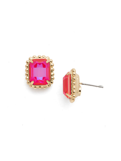 Octavia Scalloped Stud Earrings - EBW18BGRRD - <p>Savvy and sophisticated, these emerald cut crystal solitaire earrings are finished with a vintage-inspired decorative edged border for a simply stunning look. From Sorrelli's Royal Red Delite collection in our Bright Gold-tone finish.</p>