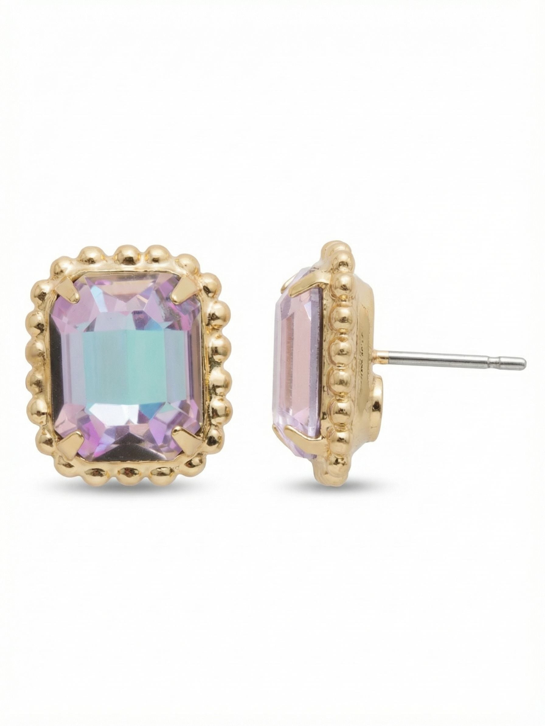 Octavia Scalloped Stud Earrings - EBW18BGVL - <p>Savvy and sophisticated, these emerald cut crystal solitaire earrings are finished with a vintage-inspired decorative edged border for a simply stunning look.</p>